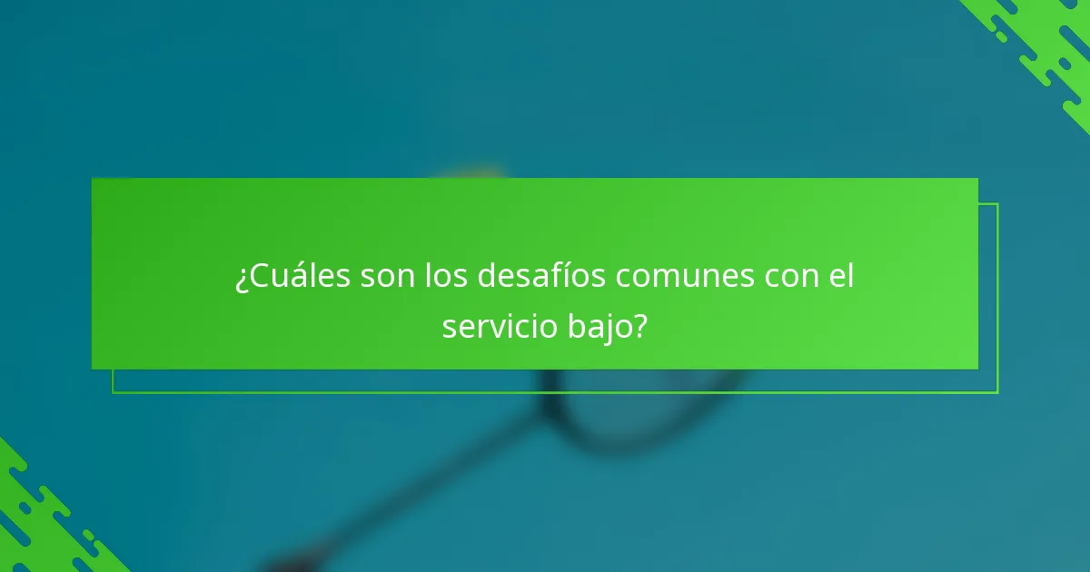 ¿Cuáles son los desafíos comunes con el servicio bajo?